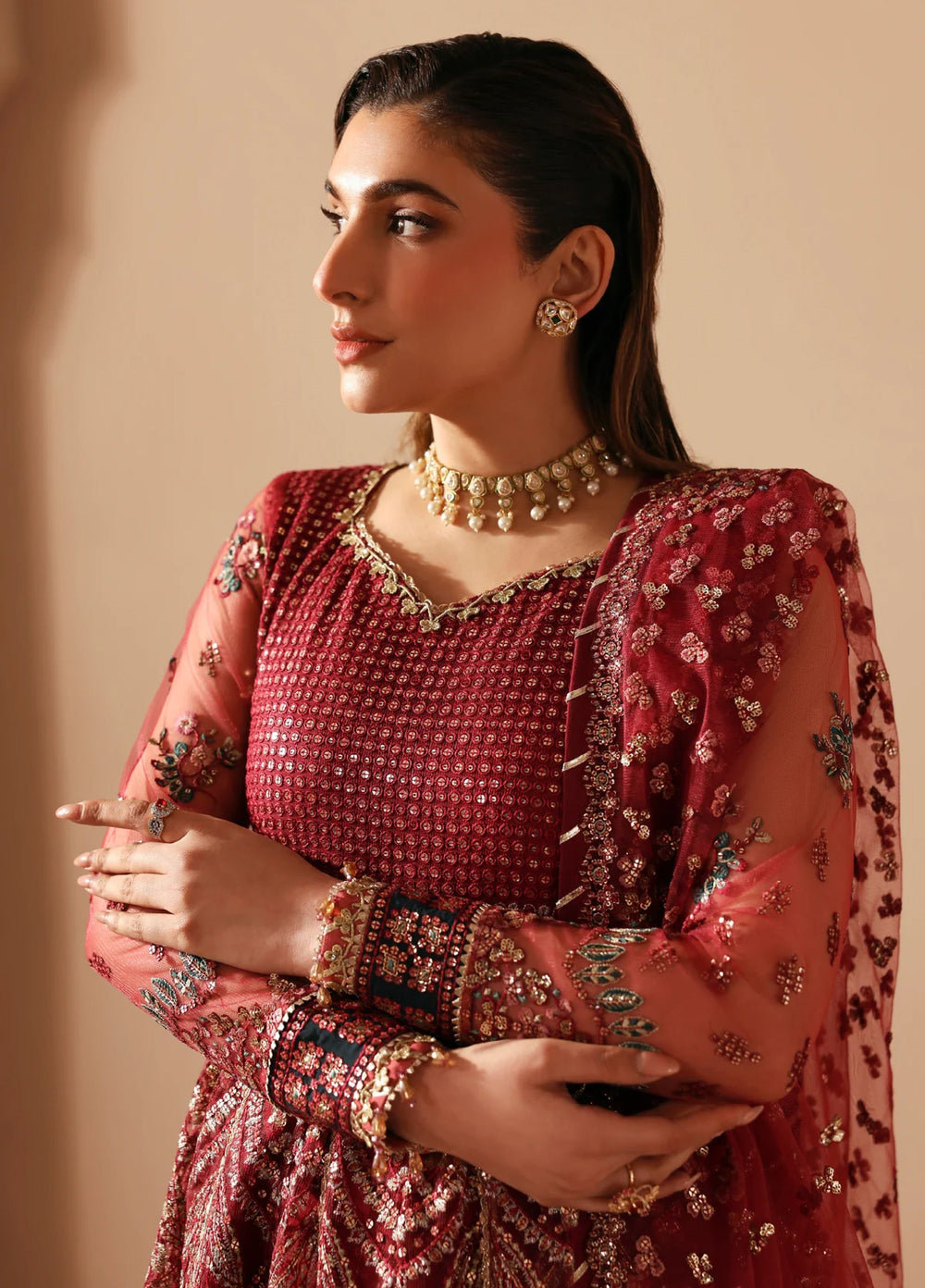 Xenia Formals Unstitched Embroidered Net 3 Piece Suit XF26UF D-8 DUREZA - Festive Collection