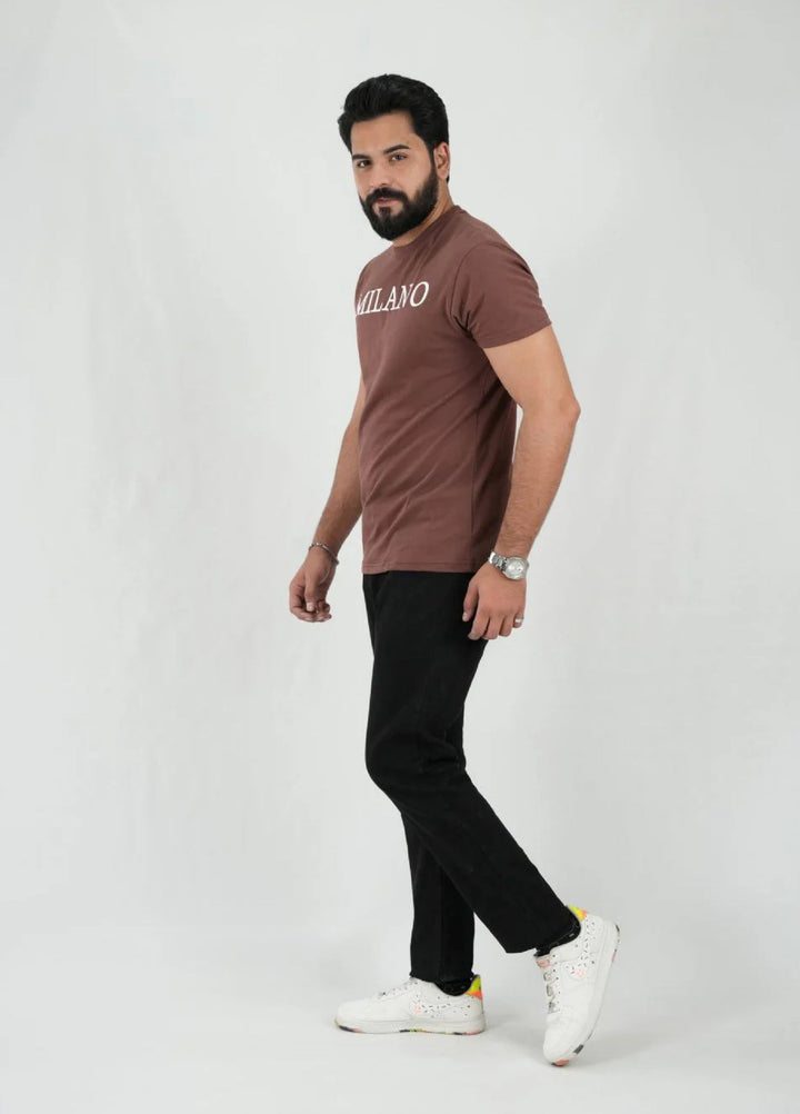 Mercato RTW Solids Cotton 1 Piece Round Neck Brown Shirt