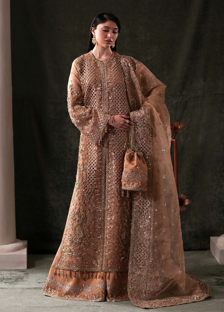 Starlet Jewels by Emaan Adeel Unstitched Embroidered Organza 3 Piece Suit EA26USF Hessonite - Festive Collection
