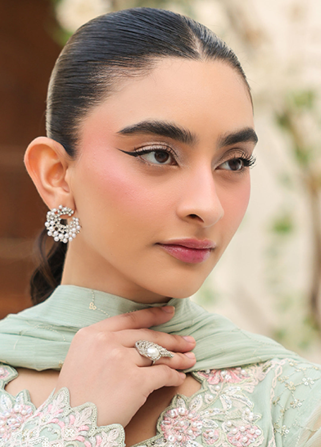 Lamhay by Shamooz Unstitched Embroidered Chiffon 3 Piece Suit SHM26UL Lime Green - Festive Collection