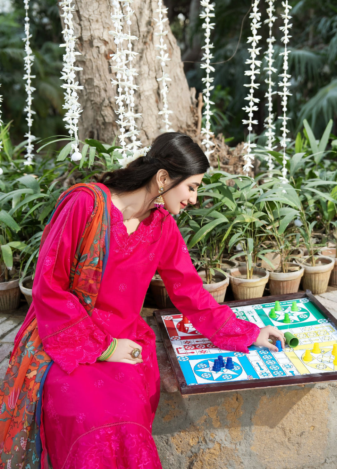 Dhaga Women RTW Embroidered Cotton 3 Piece DHG26PCN Petal pop - Eid Collection