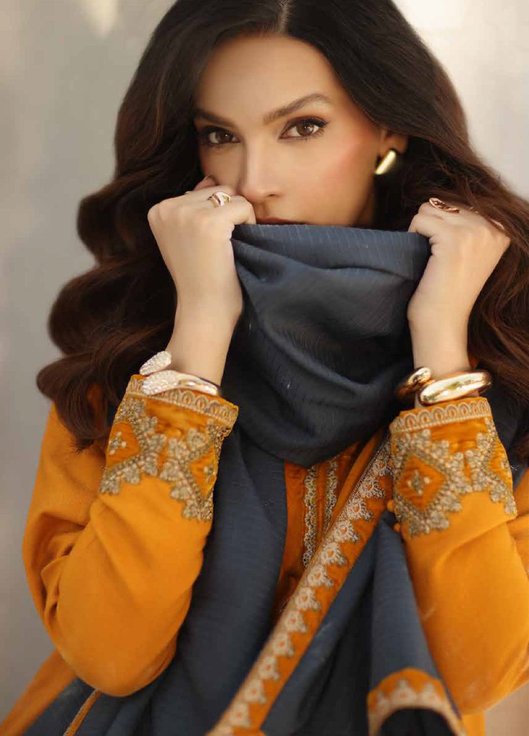 Charizma Signature Unstitched Embroidered Peach Leather 3 Piece CRZ25SP CSW5-08 - Winter Collection