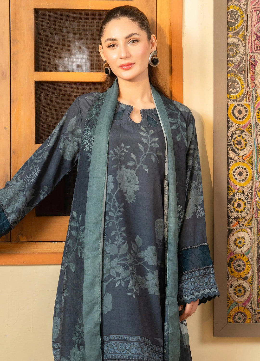 Mah e Noor Intermix by Panache 3 Piece Khaddar Slate - Winter Collection