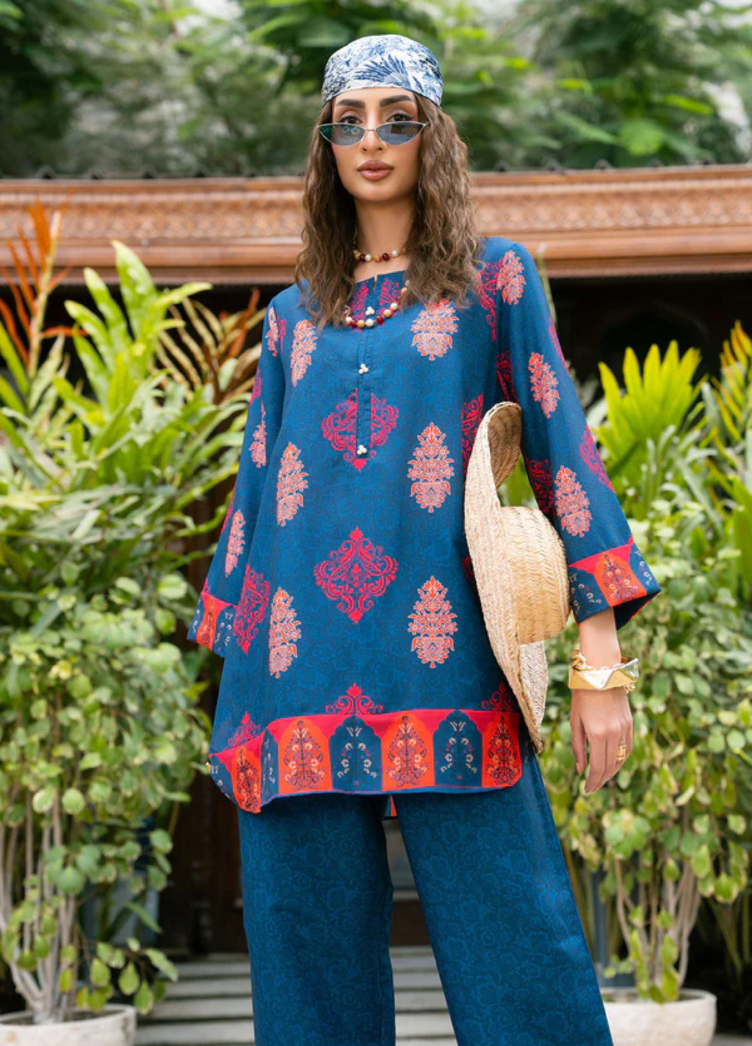 Nairah Women Pret Printed Arabic Lawn Suit NAH26PN Cobalt Blue - Spring Collection