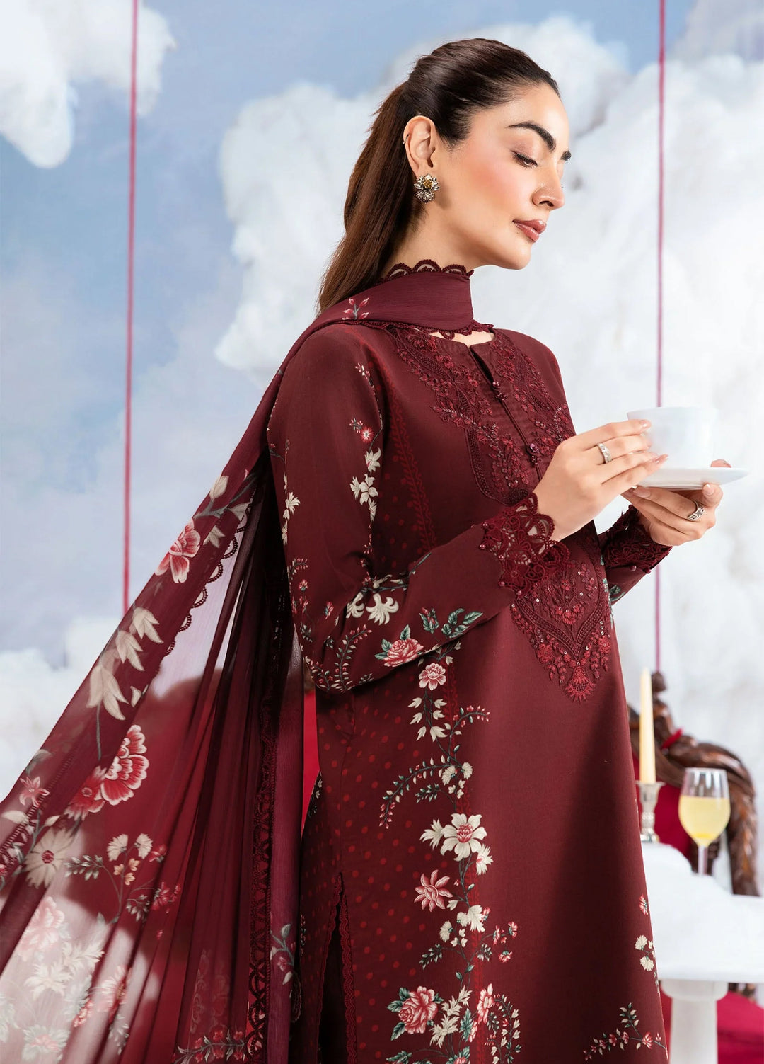 M Basics by Maria B Unstitched Embroidered Lawn 3 Piece Suit MB26SSEL MB-CUSV14-07A - Eid Collection