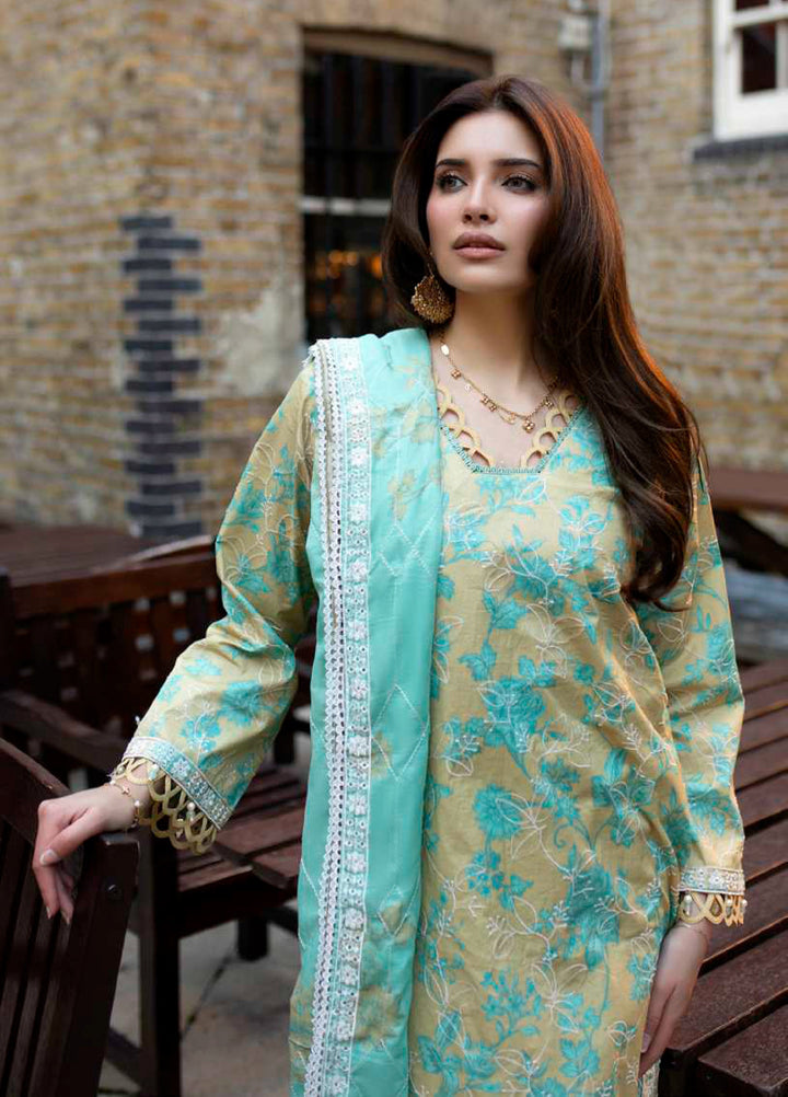 AL Zohaib Dhagakari Unstitched Embroidered Lawn 3 Piece Suit AZ26UD D-12 - Summer Collection