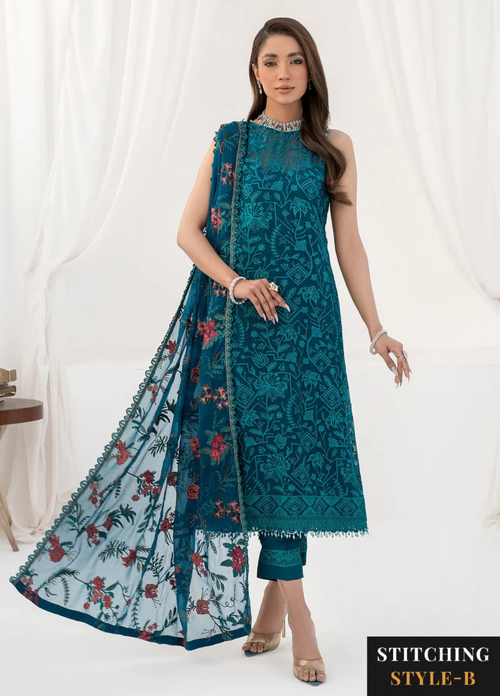 Zarif Women Unstitched Embroidered Chiffon 3 Piece Suit ZR26UFC ZLC 03 GARDENIA - Festive Collection
