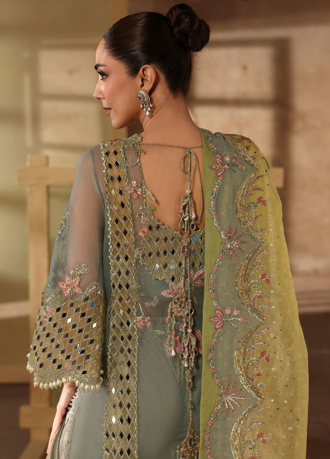 Crimson Unstitched Embroidered Organza 3 Piece Suit CR26UW D-6 Jhalak SunShine Blue - Festive Collection