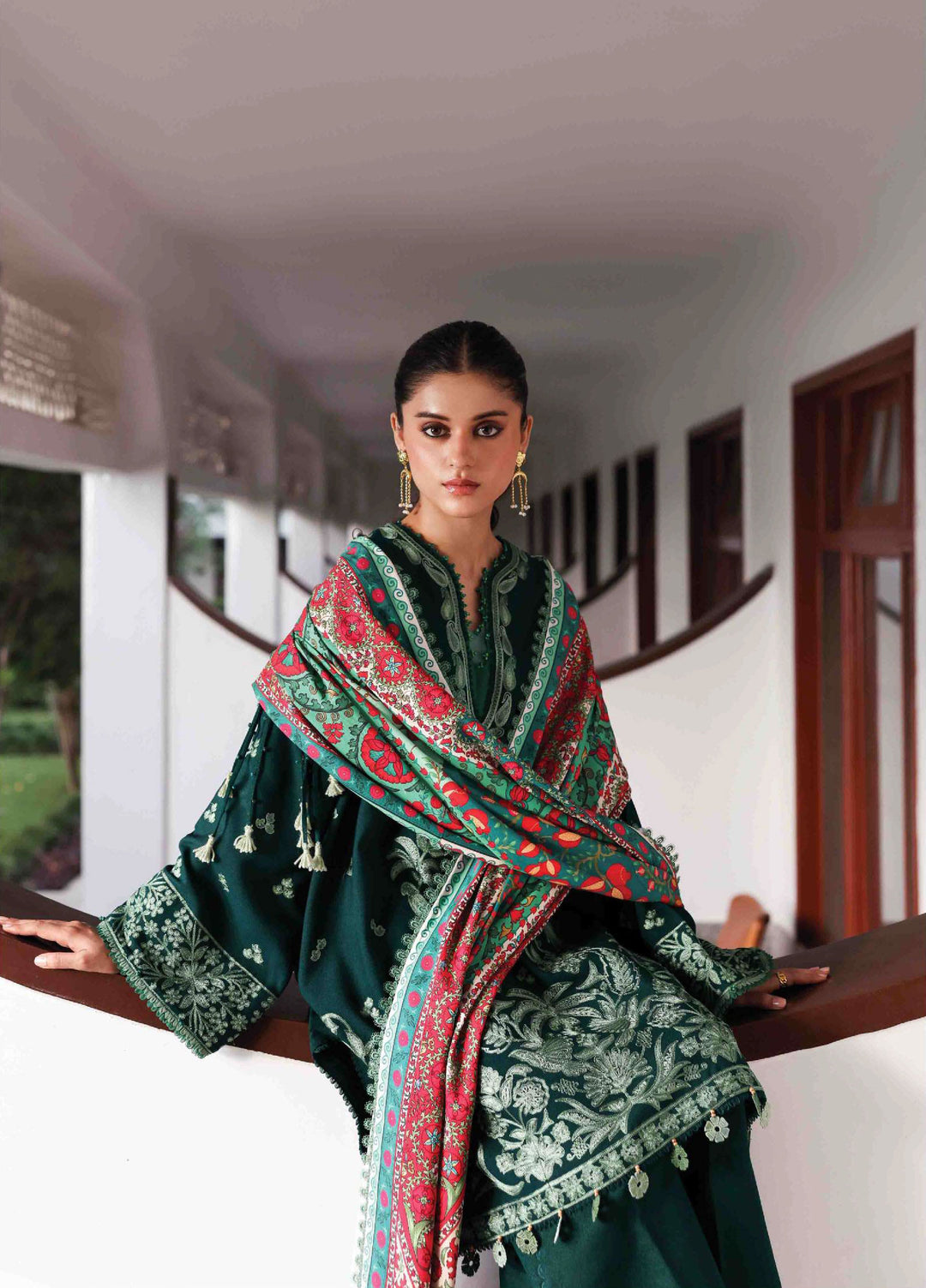 Amaris by Republic Womenswear Unstitched Luxury Shawl Karandi Embroidered Suits 3 Piece RW25AS D-7 - Winter Collection