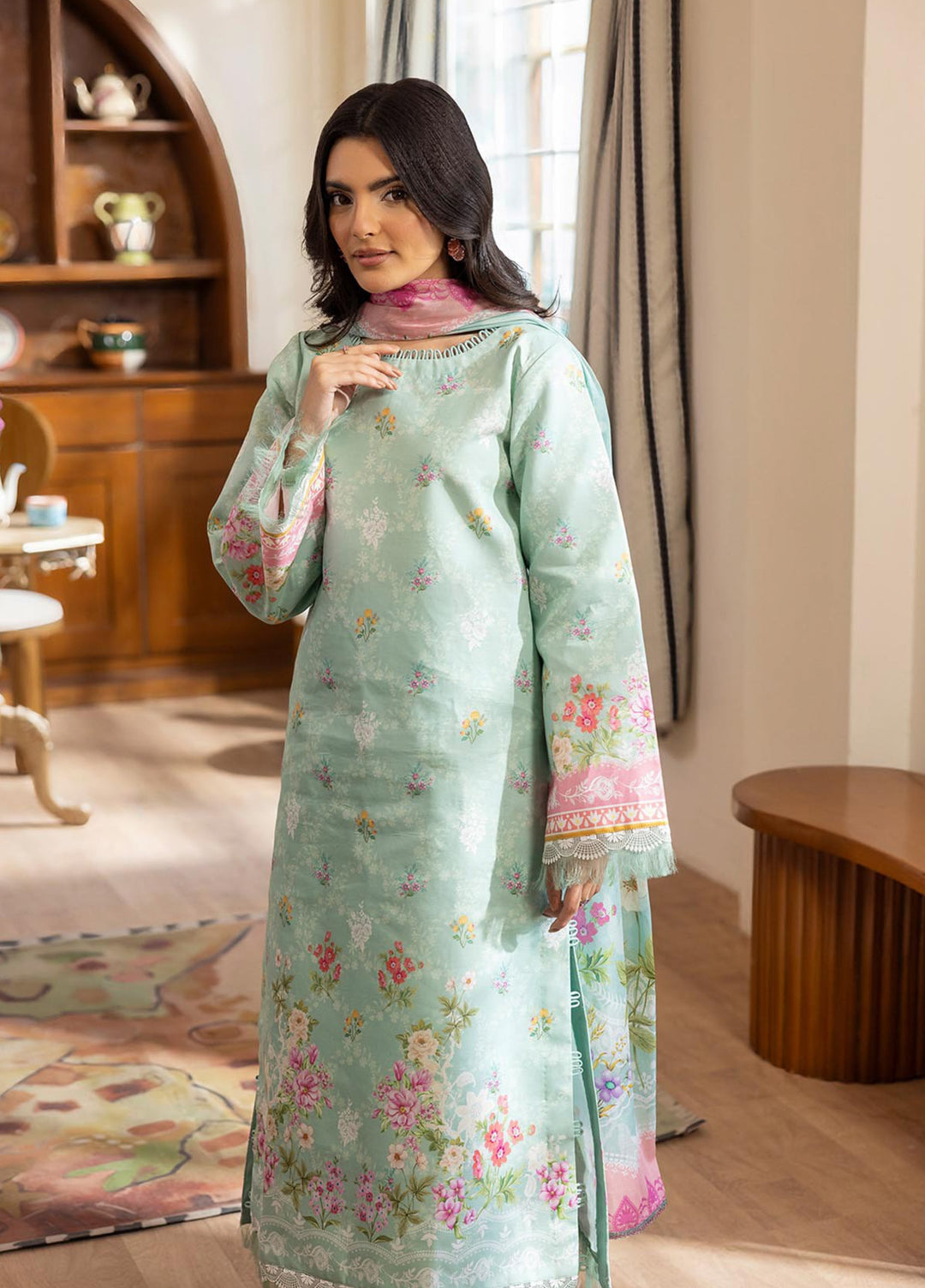 Nissa by RajBari Unstitched Printed Lawn 3 Piece Suit RB26ULN D-12 - Casual Collection