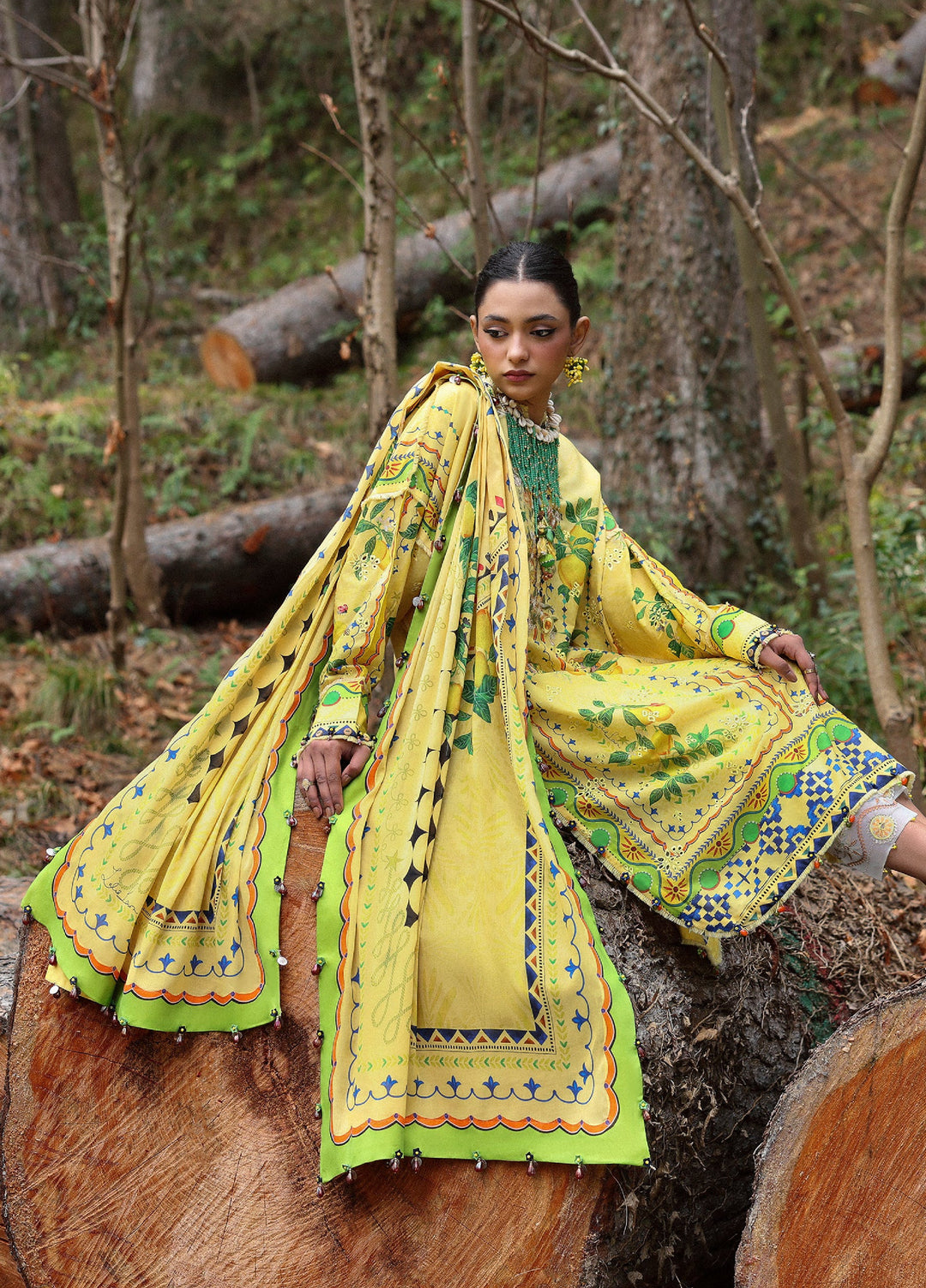 Zaha By Khadijah Shah Embroidered Lawn Suits Unstitched 3 Piece ZL25NL D-04 A Dahlia - Summer Collection