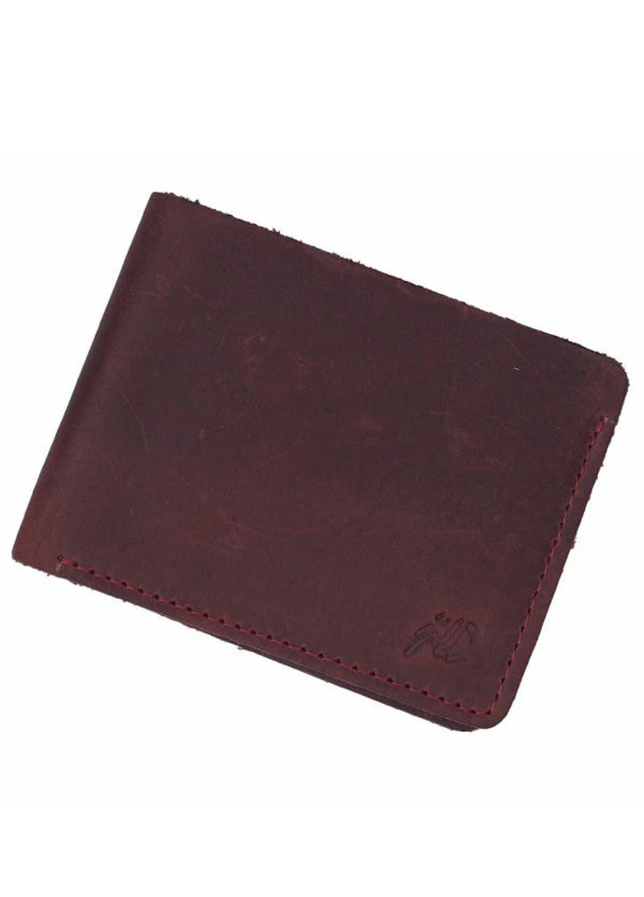 Vintage by Jild Mens Genuine Vintage Leather Wallet-DARK RED S1 - Wallets Collection