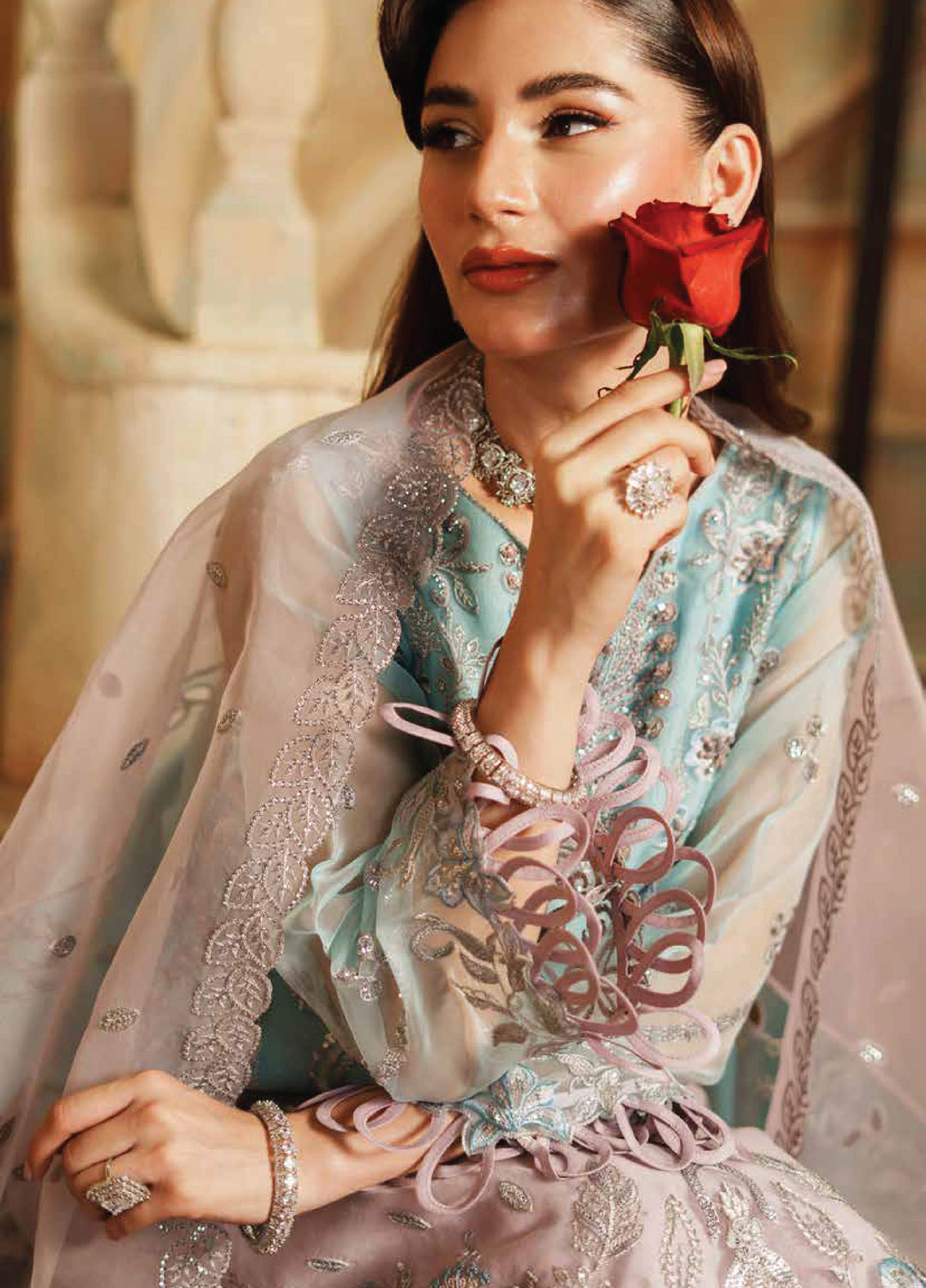 Zurgul by Zebtan Embroidered Organza Suits Unstitched 3 Piece ZB25ZF ZG-01 - Formals Collection