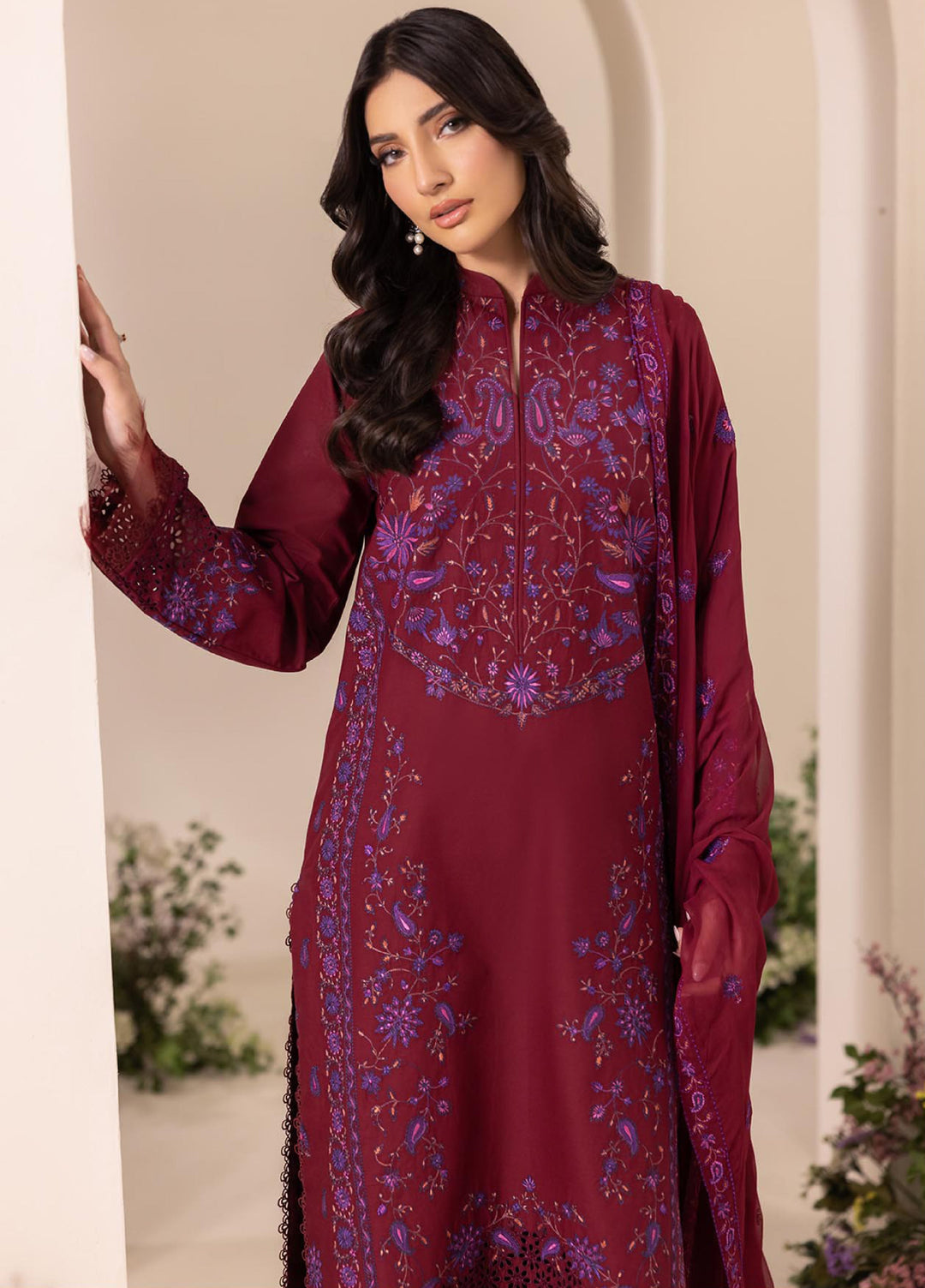 RajBari Exclusive Unstitched Embroidered Lawn 3 Piece Suit RB26UE D-8 - Summer Collection