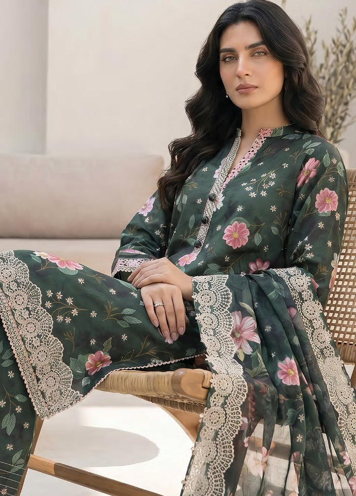 Lakhany Unstitched Printed Lawn 3 Piece Suit LSM26UP LG-RK-0158 - Casual Collection