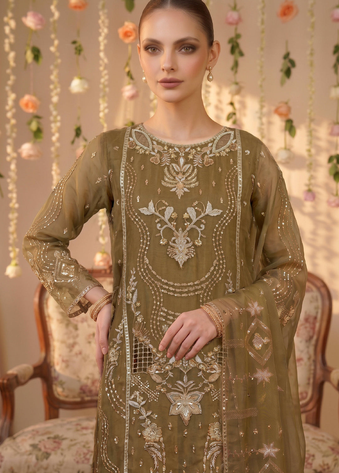 Anaya Noor by Zebtan Unstitched Embroidered Chiffon 3 Piece Suit ZB26UAC AN 03 - Festive Collection