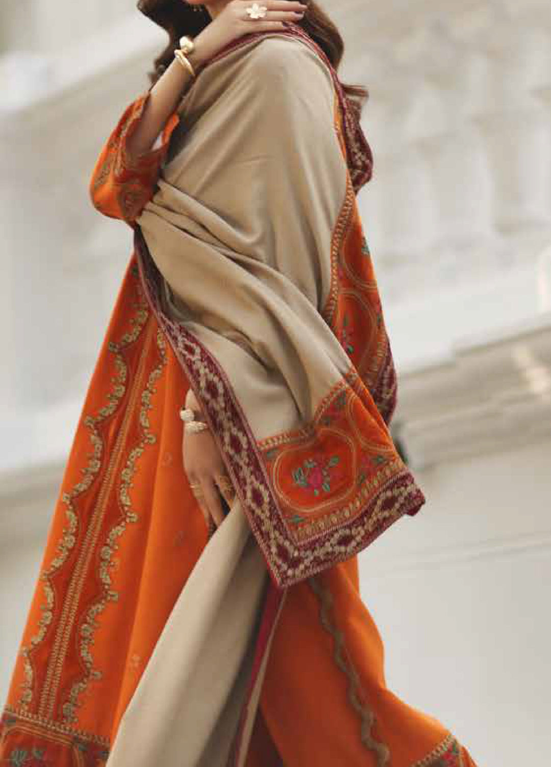 Charizma Signature Unstitched Embroidered Peach Leather 3 Piece CRZ25SP CSW5-03 - Winter Collection