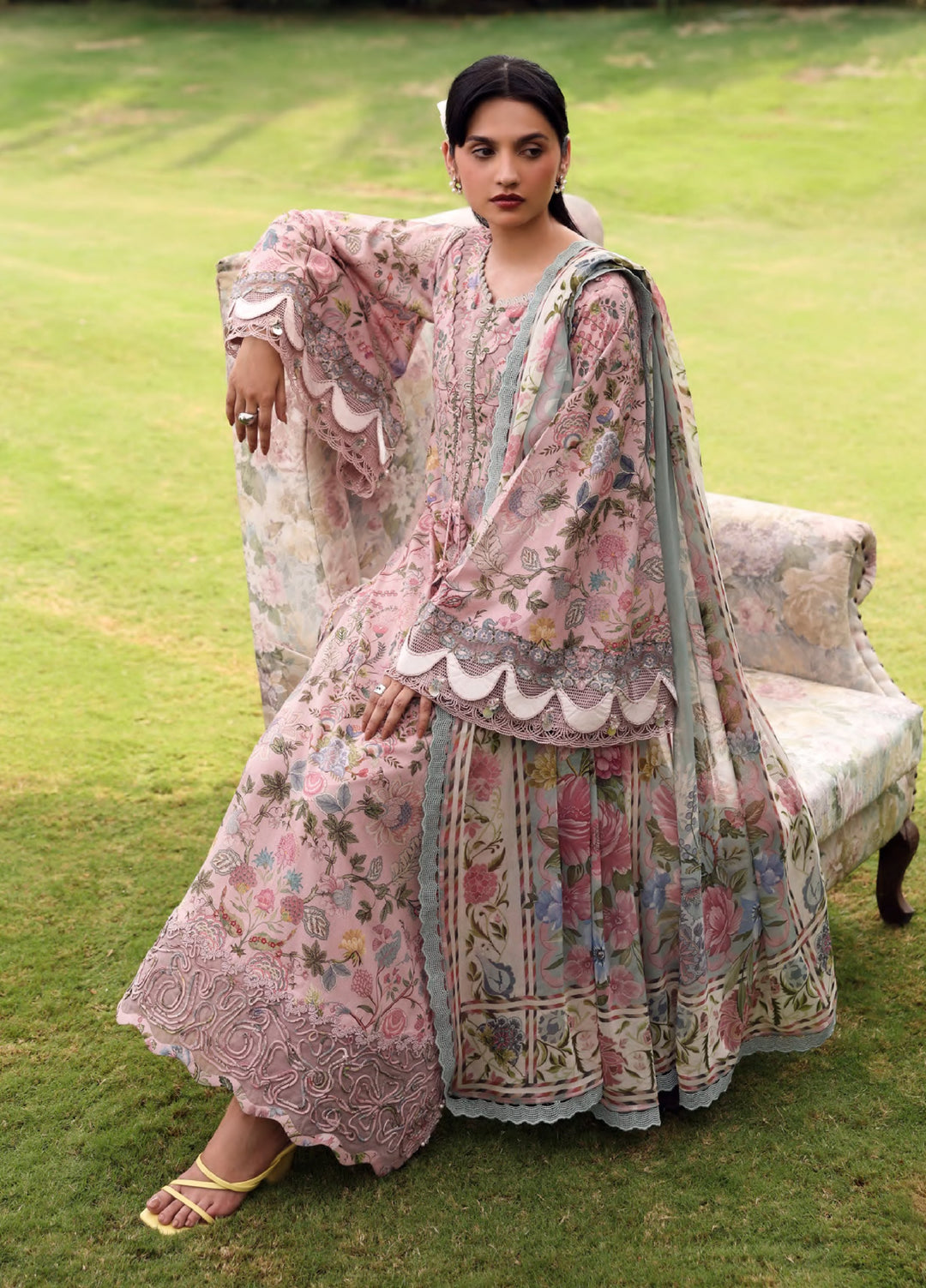 Belladore by Elaf Premium Unstitched Printed Lawn 3 Piece Suit EL26ULB Chessa EPA-3A - Summer Collection