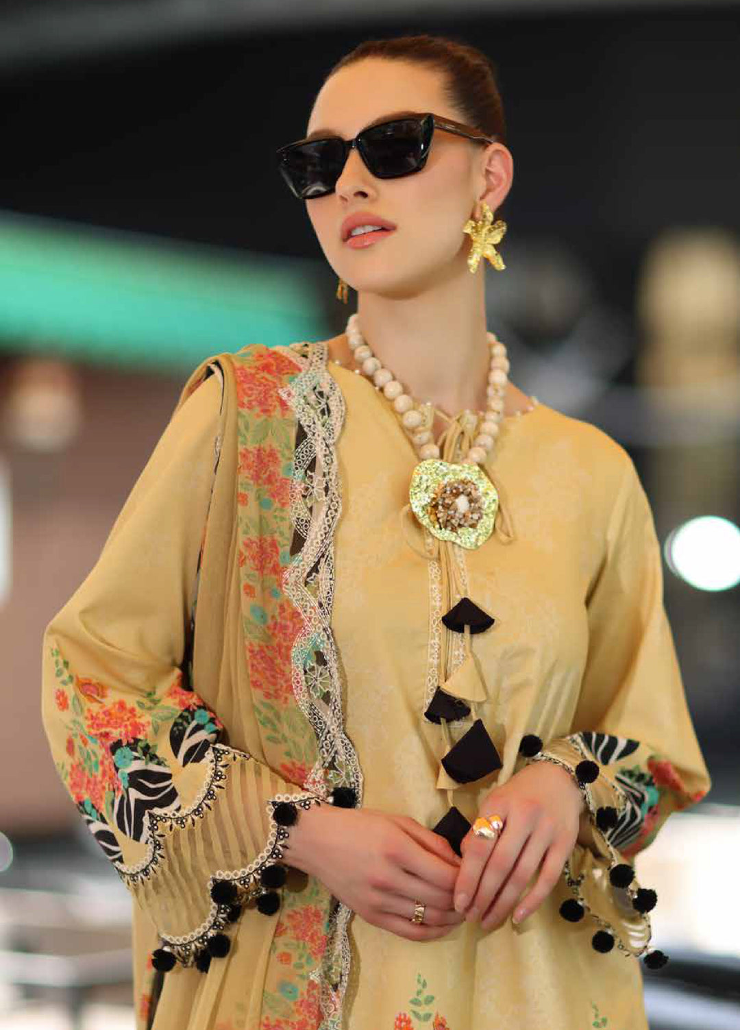 Combination by Charizma Unstitched Embroidered Luxury Lawn 3 Piece Suit CHR26UC CC6-06 - Summer Collection