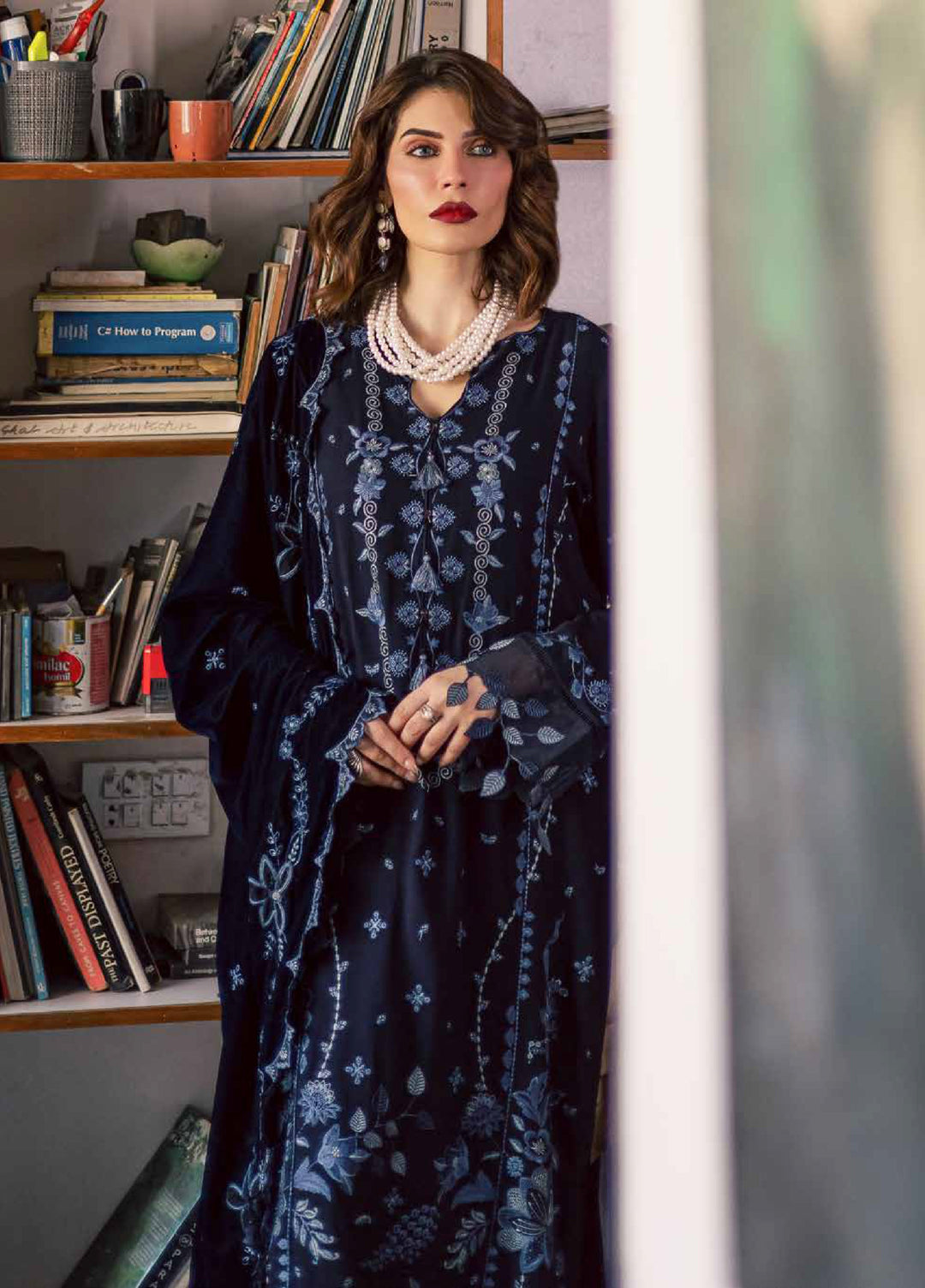 Nureh Exclusive Unstitched Luxury Leather Peach Embroidered Suits 3 Piece NU25LV NE-180 - Festive Collection