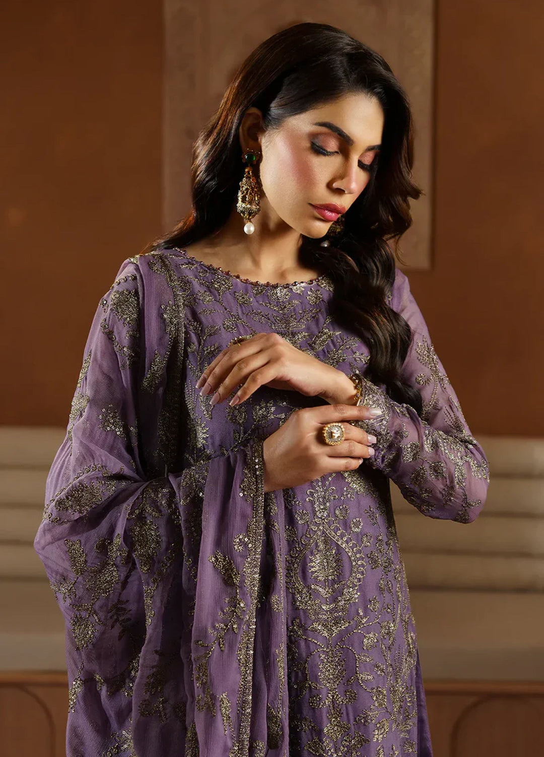 Zarif Women Unstitched Embroidered Chiffon 3 Piece Suit ZR26UFC ZFN 03 JAHAAN - Festive Collection
