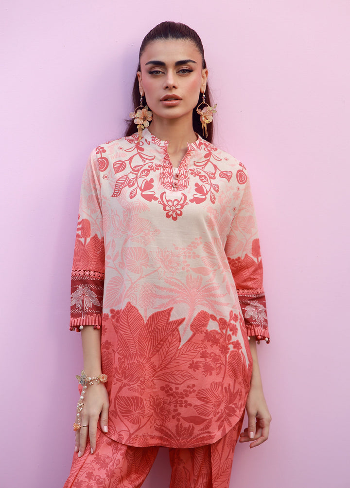 Sahar Unstitched Printed Cambric 2 Piece Suit SS1-26-24 Coral Silhouette - Summer Collection
