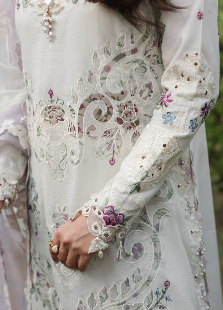 Tales of Petals by Sardinia Unstitched Embroidered Luxury Lawn 3 Pcs Suit SRD26UTP D-9 Cloud Whisper - Festive