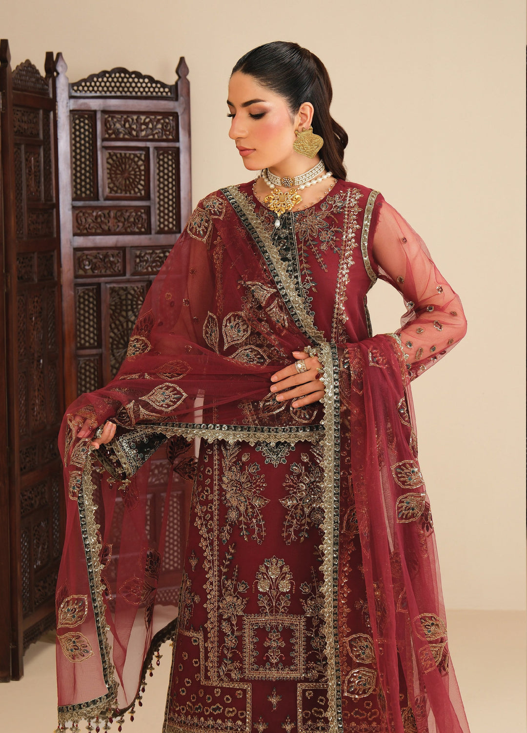 Alizeh Fashion Unstitched Embroidered Net 3 Piece Suit AF26UNF AF-NT-2260-MEHAL - Festive Collection