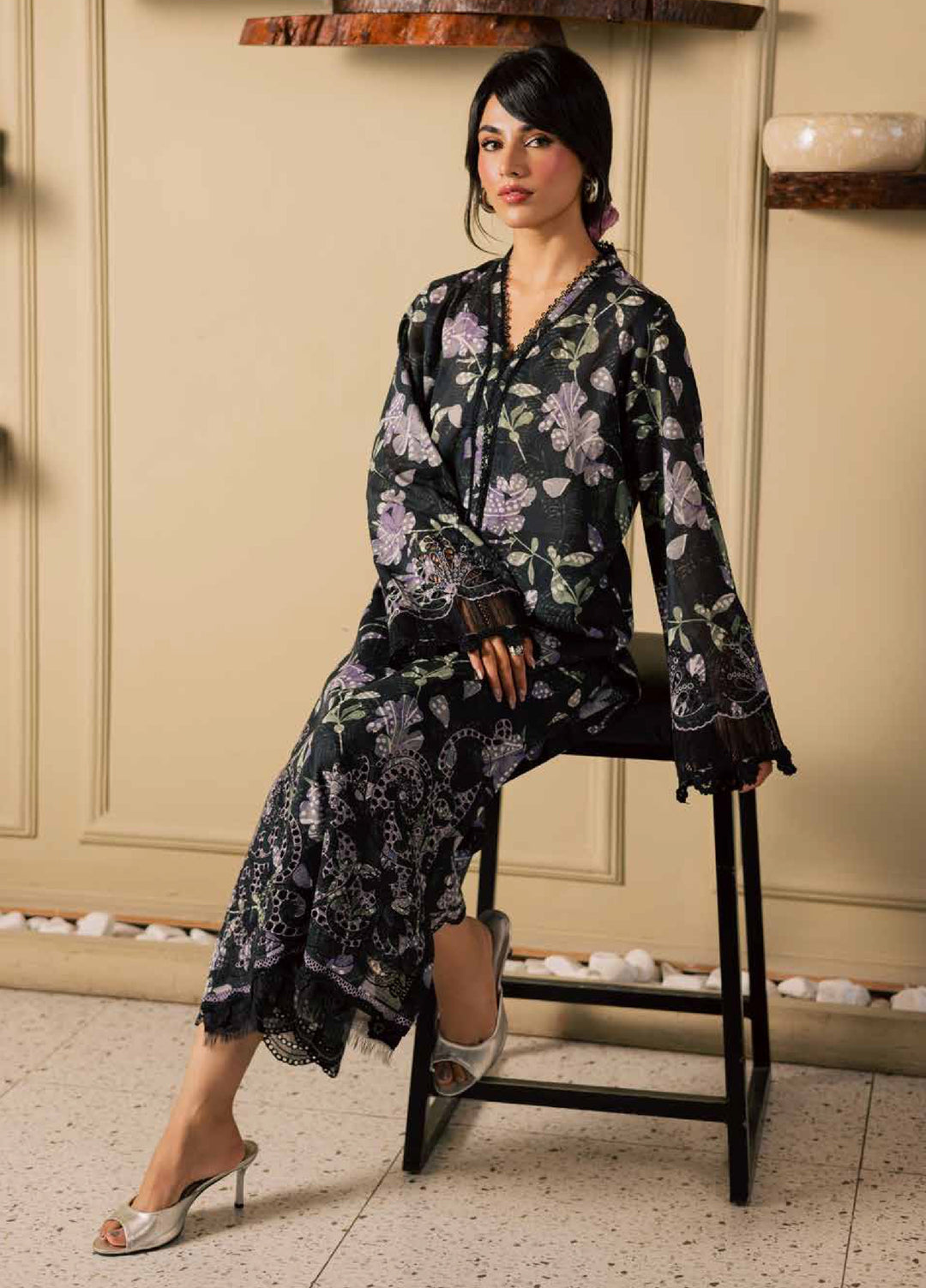 Ballerina by Nureh Unstitched Printed Chikankari Lawn 2 Piece Suit NU26UBL NU2-201 - Summer Collection