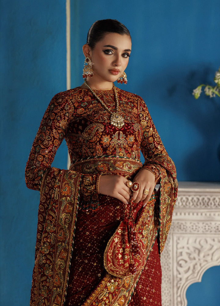 AIK Udaipur Velvet Unstitched Luxury Embroidered Saree AIK25 D-09 - Formals Collection