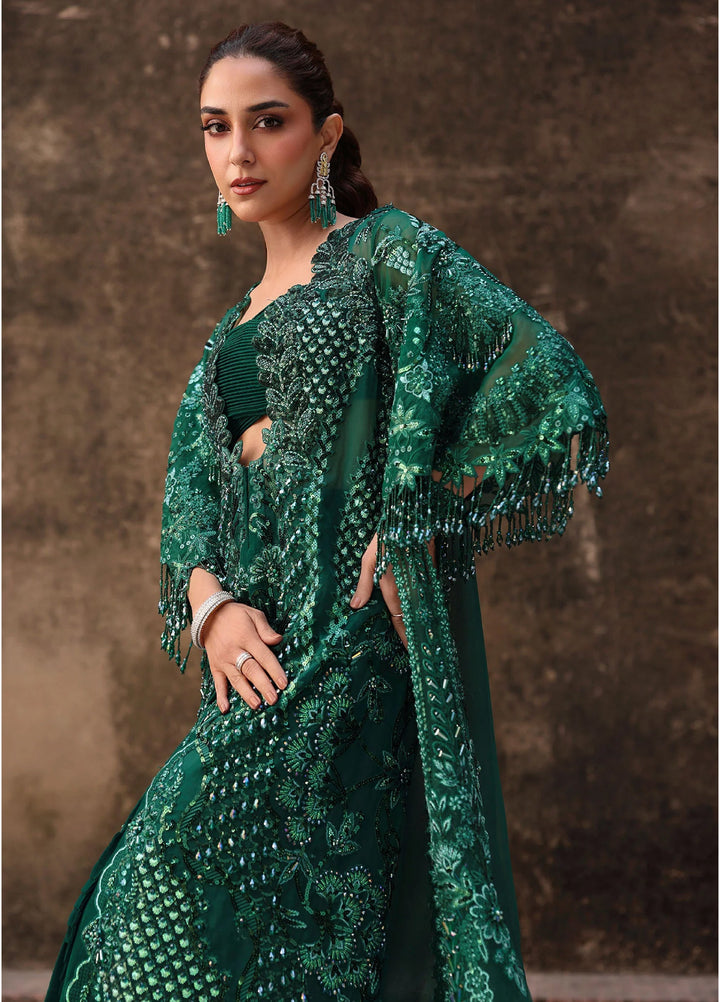 Crimson Unstitched Embroidered Organza 3 Piece Suit CR26UW D-3 Zamard Emerald - Festive Collection