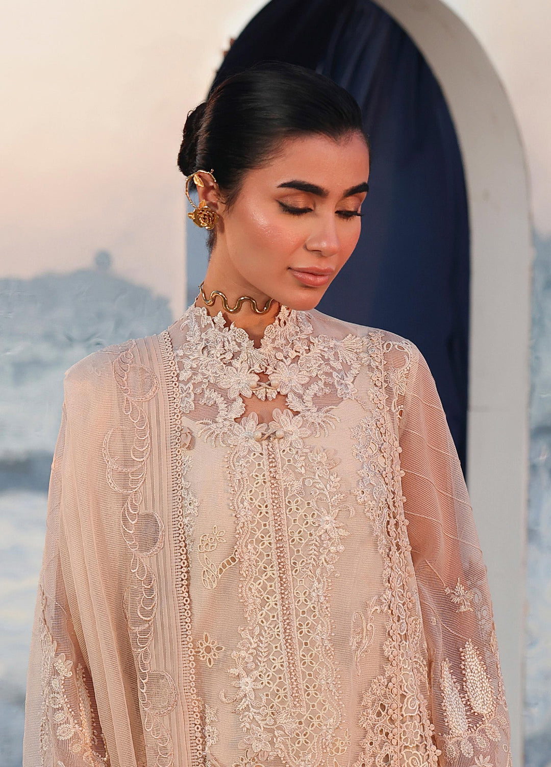 Sahil by Qalamkar Unstitched Embroidered Luxury Lawn 3 Pcs Suit QLK26US SA-15 Nehan - Summer