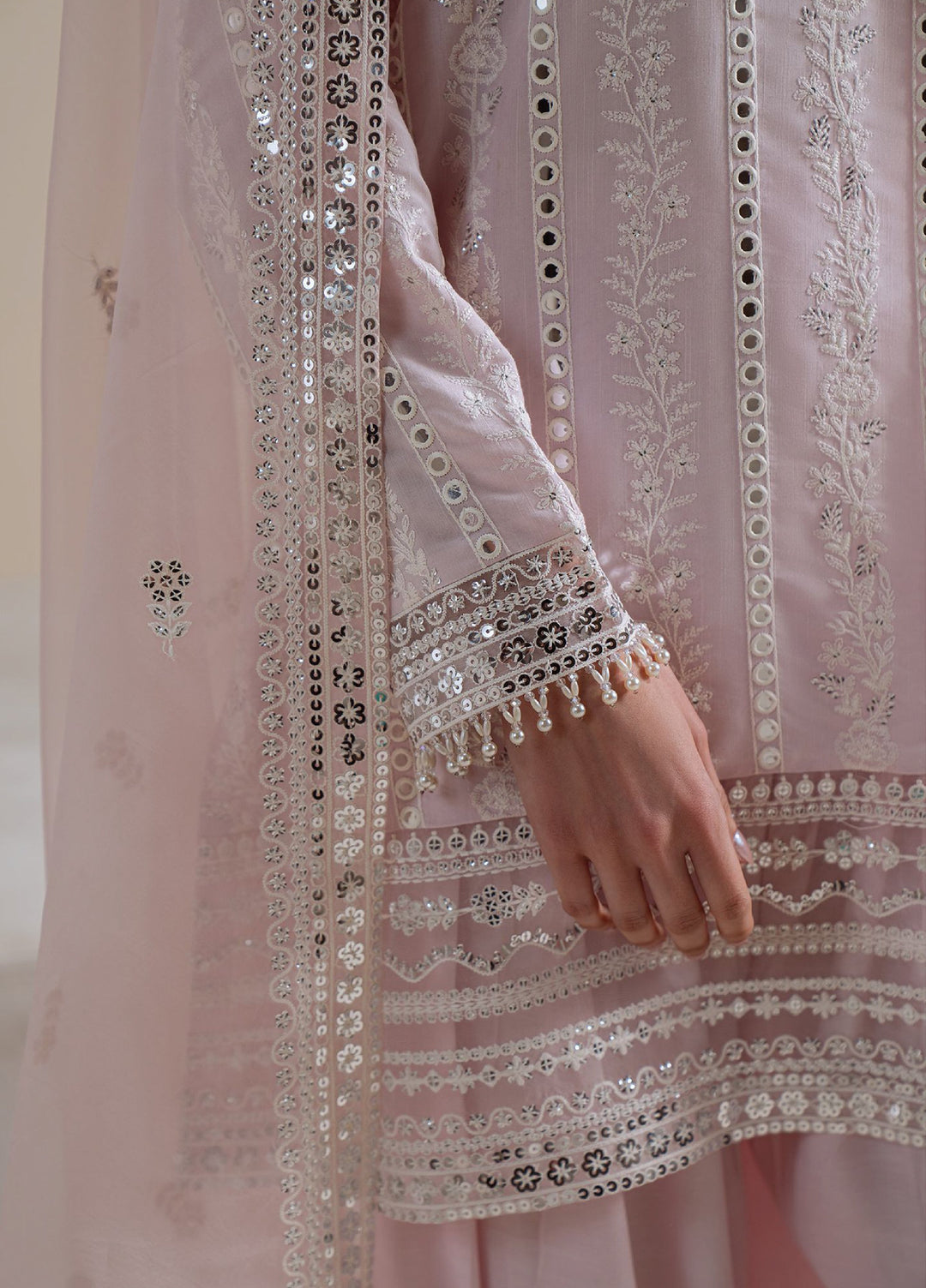 Luxe Atelier by Cross Stitch Unstitched Embroidered Silk 3 Piece Suit CS26ULA D-1 Blush Aura - Festive Collection