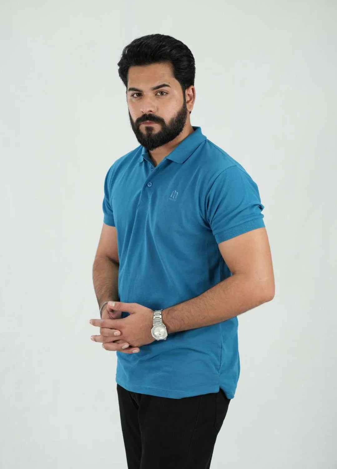 Mercato RTW Solids Cotton 1 Piece Blue Polo Shirt