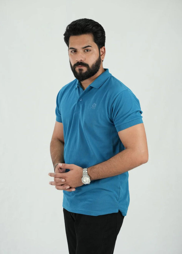 Mercato RTW Solids Cotton 1 Piece Blue Polo Shirt