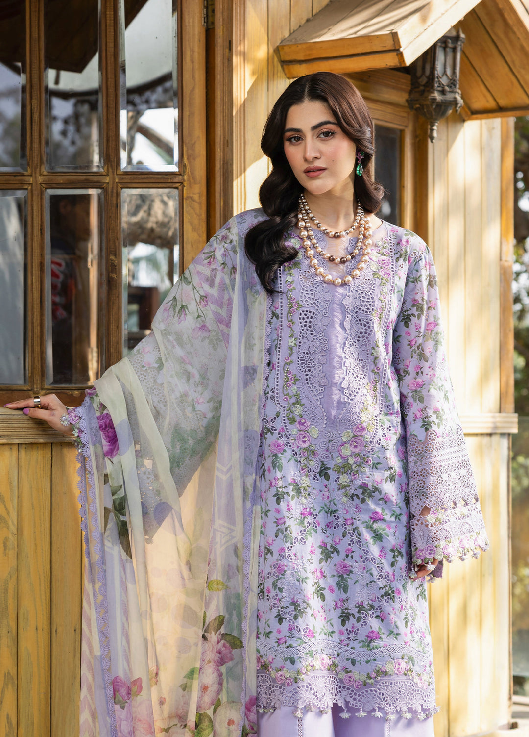 Elaf Premium Chikankari Unstitched Printed Lawn 3 Piece Suit EL26UPC ERC-6B IRIS - Summer Collection