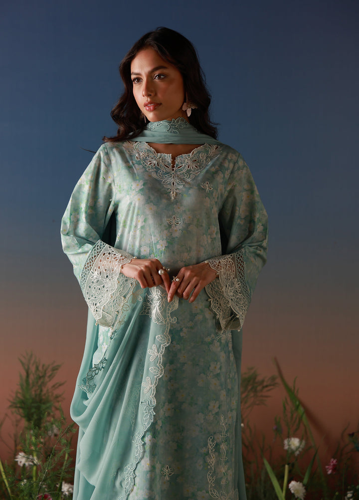 Mirha by Sahar Unstitched Embroidered Lawn 3 Piece Suit SS1-26-41 Pale Azure - Summer Collection