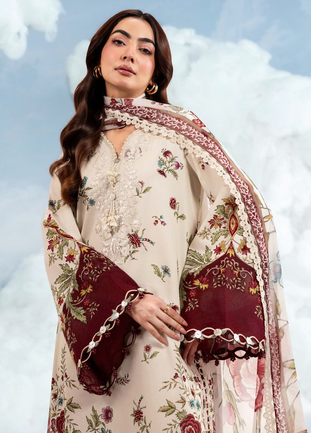 M Basics by Maria B Unstitched Embroidered Lawn 3 Piece Suit MB26SSEL MB-CUSV14-01A - Eid Collection