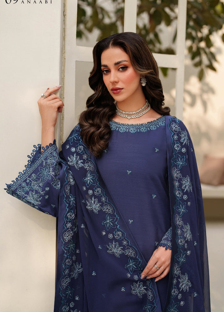 Tabeer by Zarif Unstitched Silk Embroidered 3 Piece Suit ZR26UT ZE-TS-09 ANABI - Winter Collection