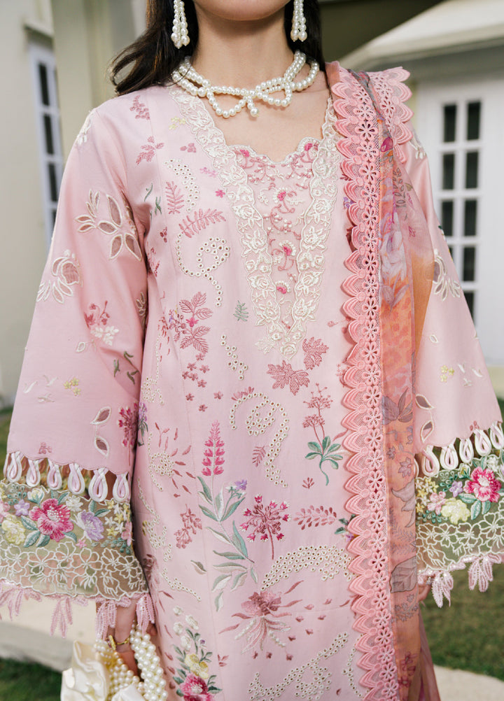 Camelia by Sundas Ahad Unstitched Embroidered Luxury Lawn 3 Piece Suit SNA26UC EL-06 Baby Pink - Festive Collection