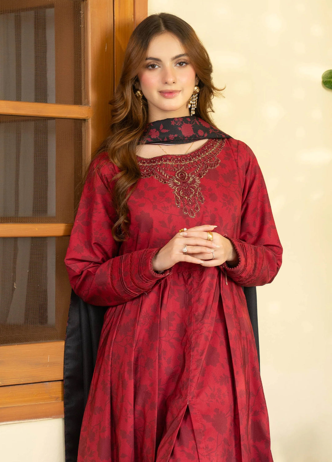Mah e Noor Intermix by Panache 3 Piece Khaddar Merlot - Winter Collection
