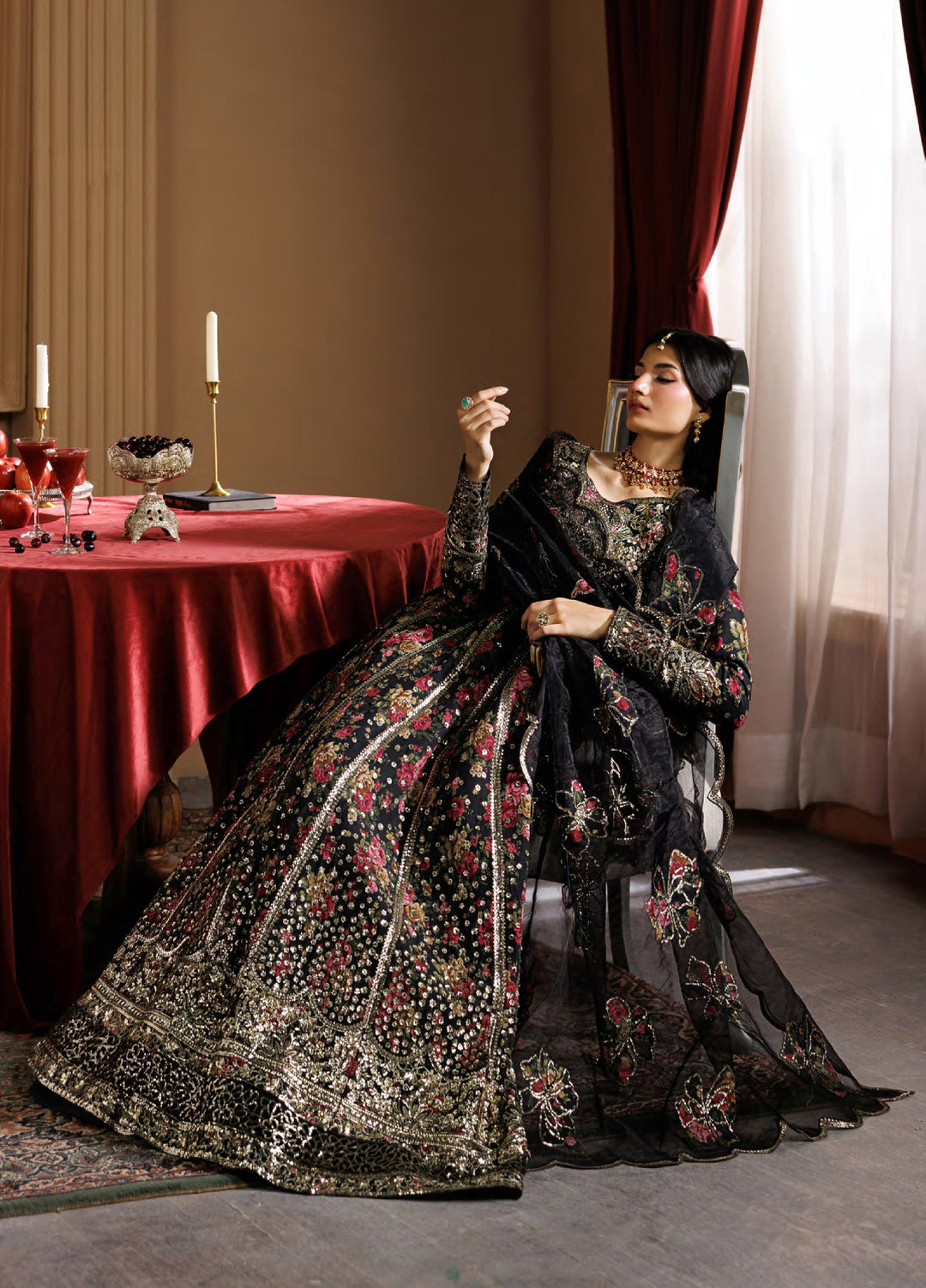 Celeste by Emaan Adeel Unstitched Embroidered Chiffon 3 Piece Suit EA26UCF Ash - Festive Collection