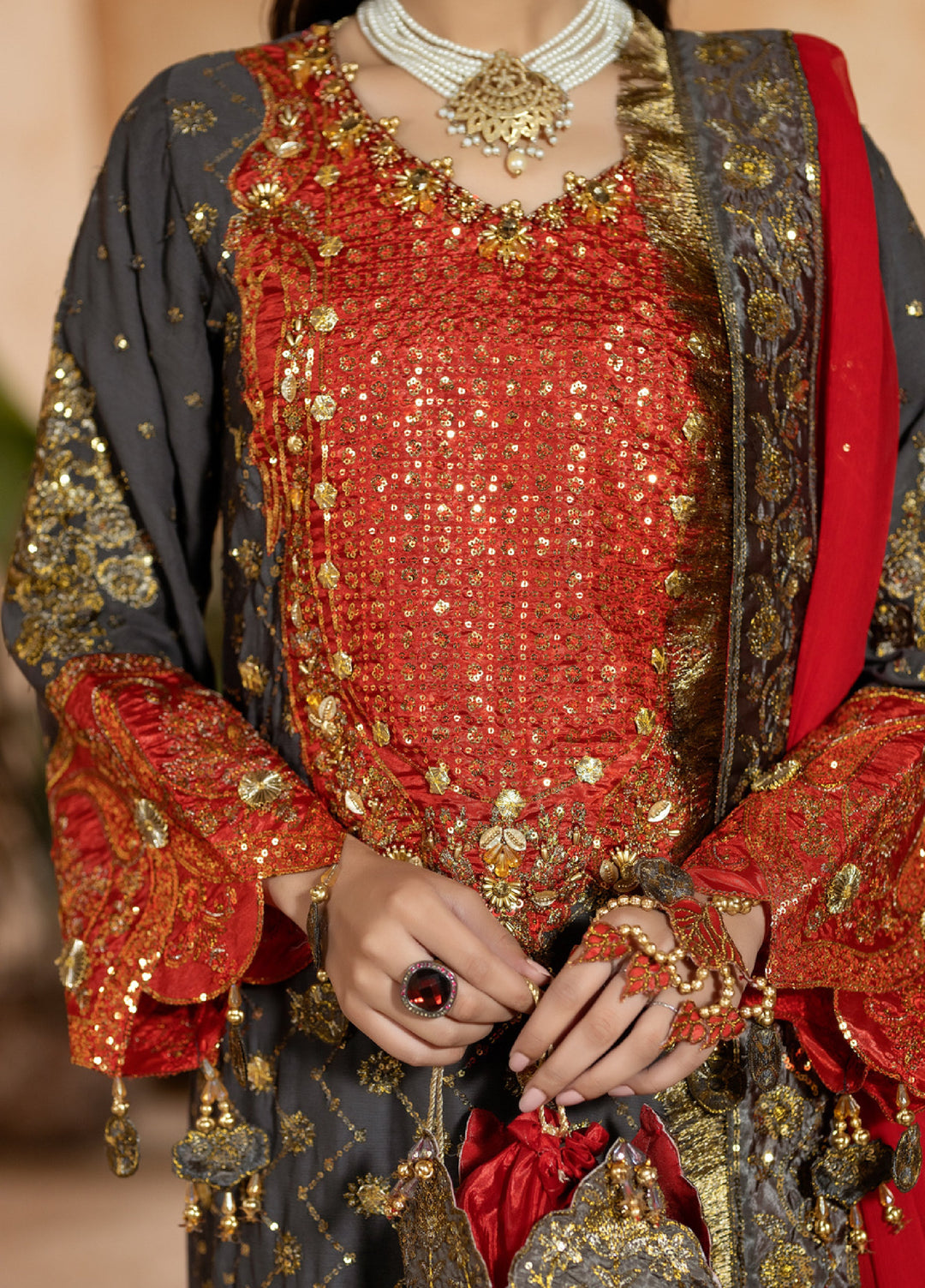 Sara Jahan Women RTW Embroidered Chiffon 3 Piece Suit SJ26RF SJ-1030 - Festive Collection