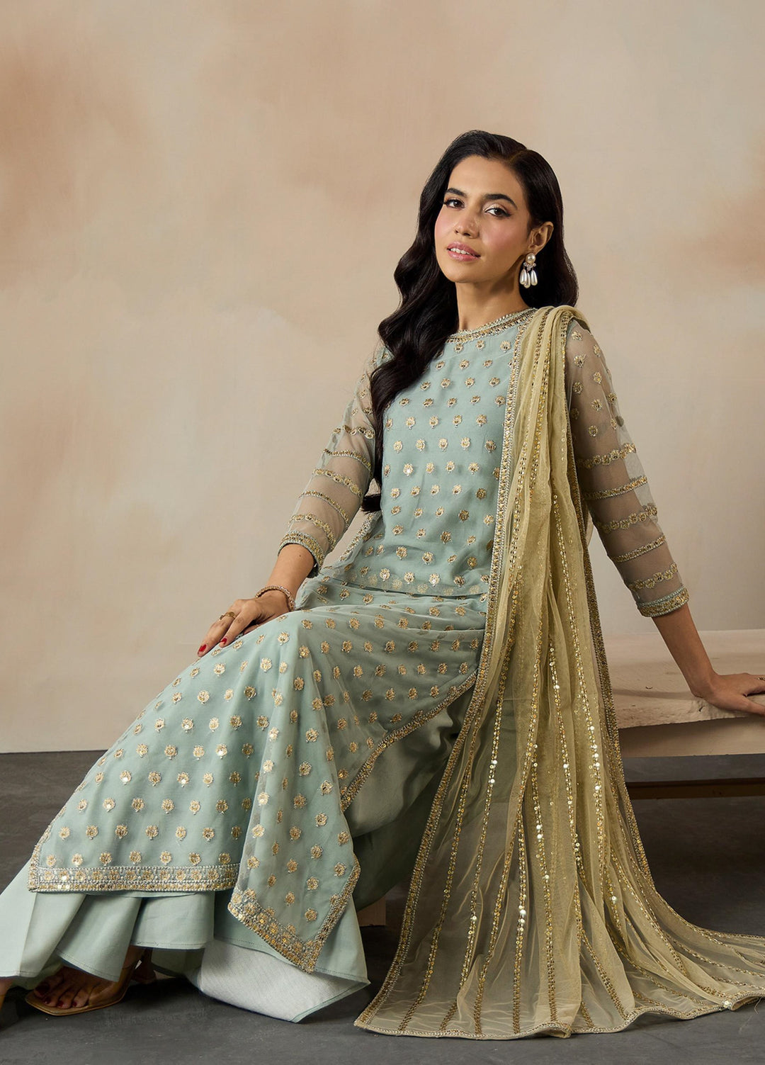 Dharkash by Zarif Unstitched Embroidered Net 3 Piece Suit ZR26UDN ZRF-DK-02 AZHARA - Festive Collection