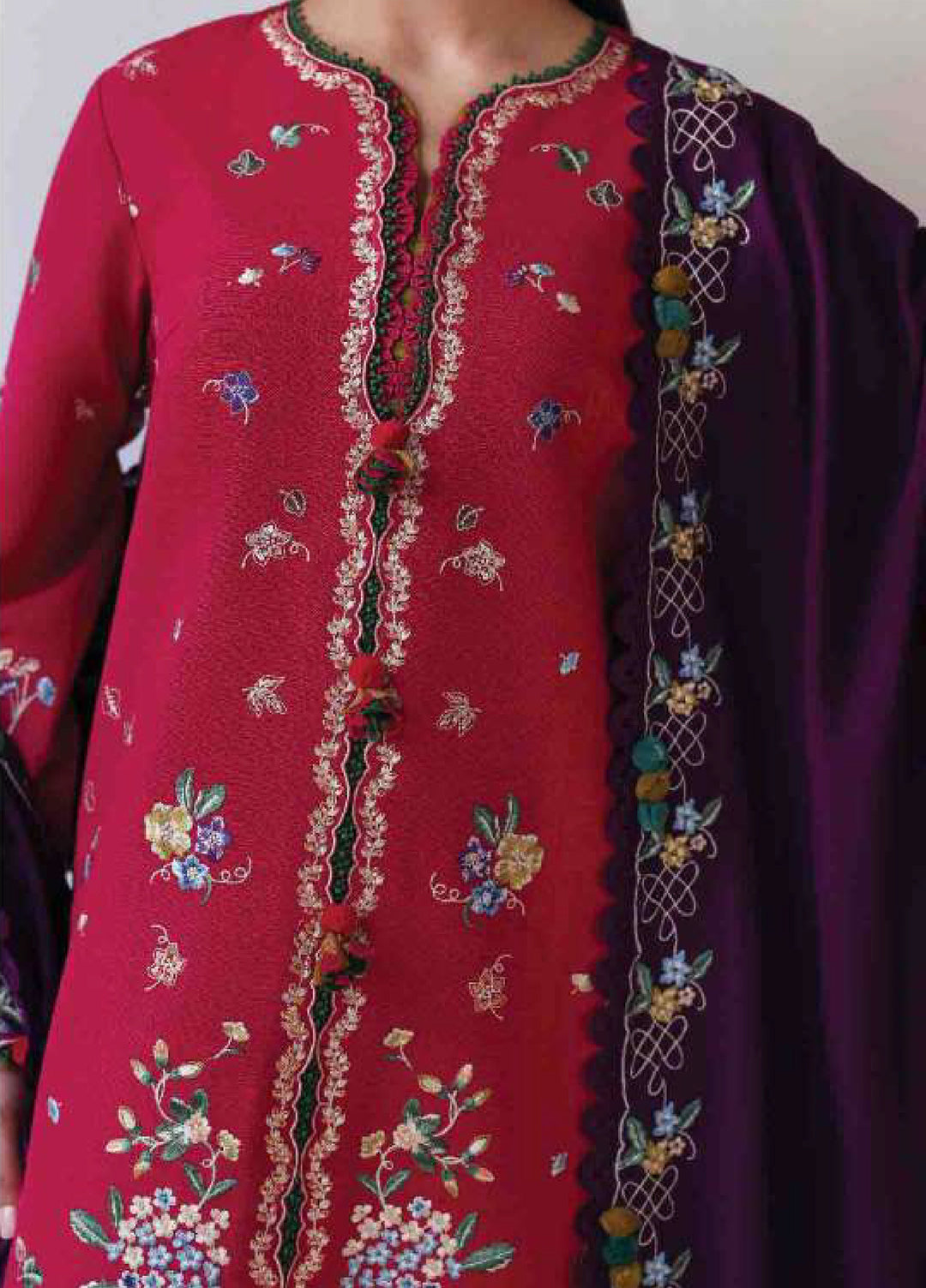 Amaris by Republic Womenswear Unstitched Luxury Shawl Khaddar Embroidered Suits 3 Piece RW25AS D-8 - Winter Collection