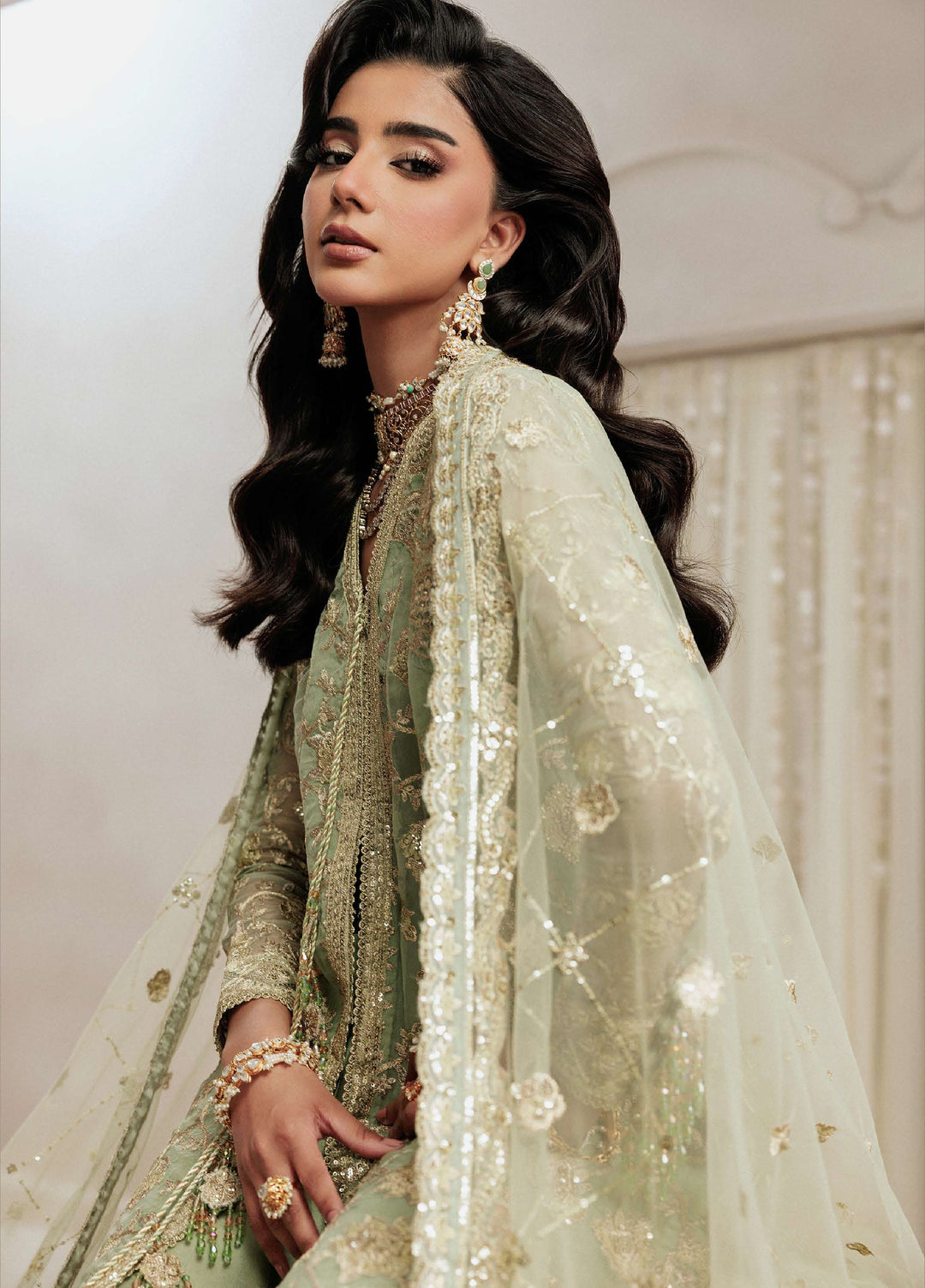 Aik Shaam by AIK Atelier Unstitched Organza Embroidered 3 Piece Suit AIK26US D-07 - Wedding Collection