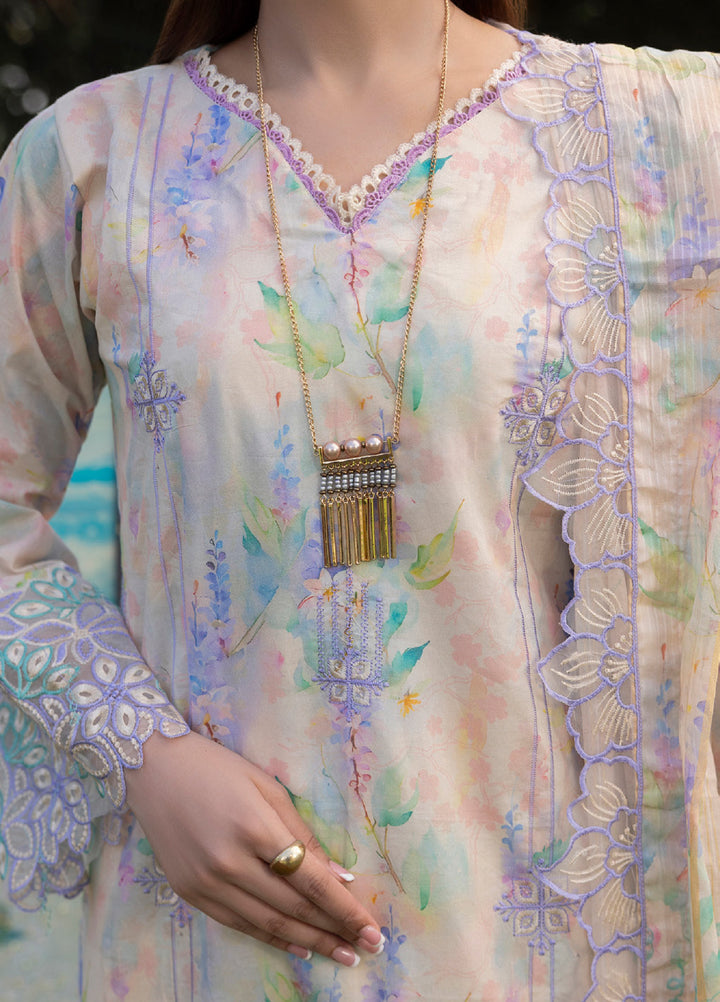 Al Zohaib Applique Kari Unstitched Embroidered Lawn 3 Piece Suit AZ26UAL D-04 - Casual Collection