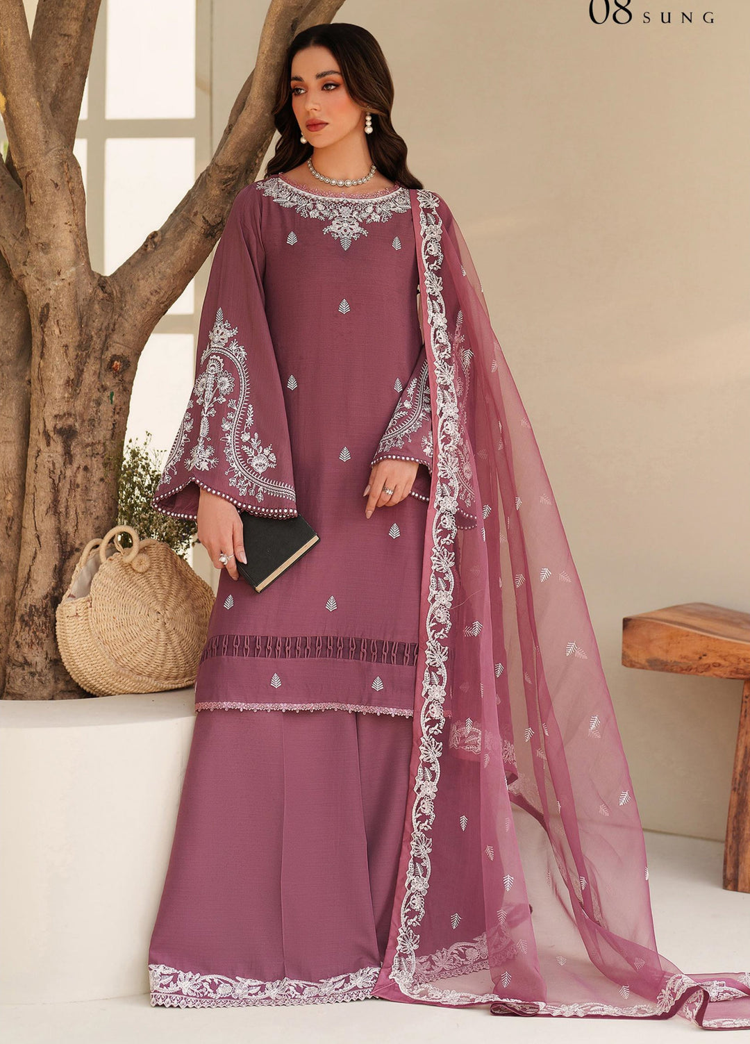 Tabeer by Zarif Unstitched Silk Embroidered 3 Piece Suit ZR26UT ZE-TS-08 SUNG - Winter Collection