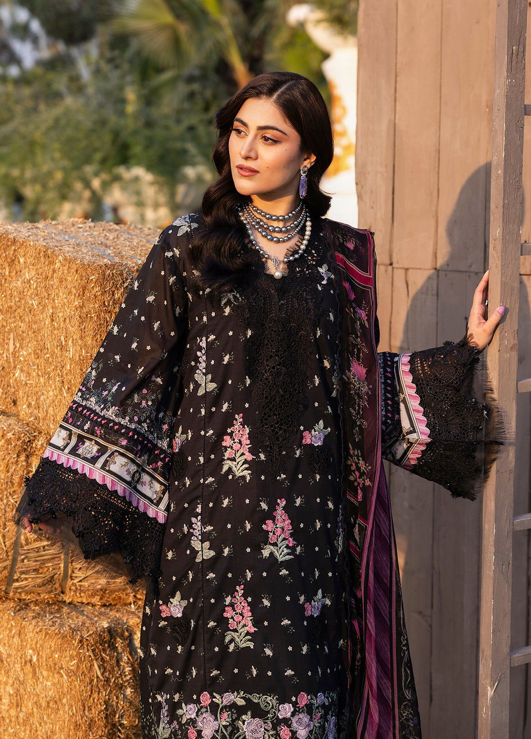 Elaf Premium Chikankari Unstitched Printed Lawn 3 Piece Suit EL26UPC ERC-7A ARZO - Summer Collection