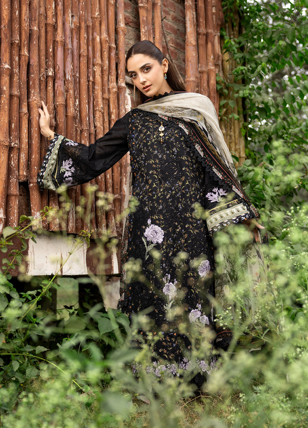 Elaf Premium Chikankari Unstitched Printed Lawn 3 Piece Suit EL26UPC ERC 4A KOYAL - Summer Collection